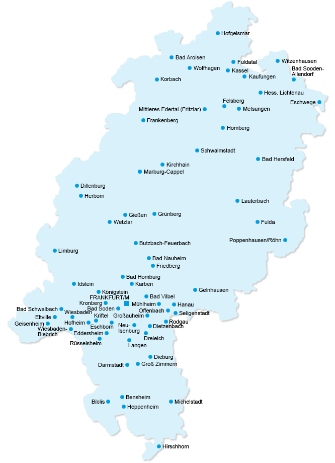 Karte der Ortsvereine Hessen